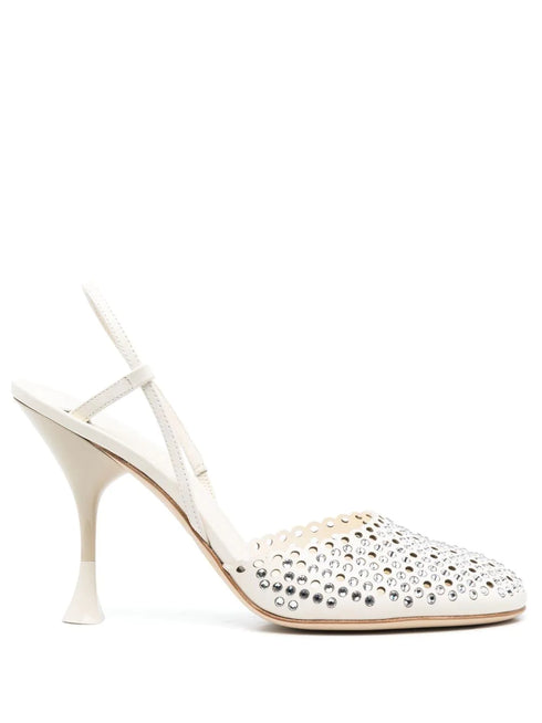 110mm rhinestone leather pumps